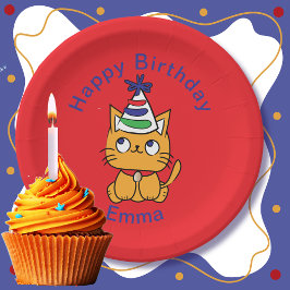 Prato De Papel Gato divertido