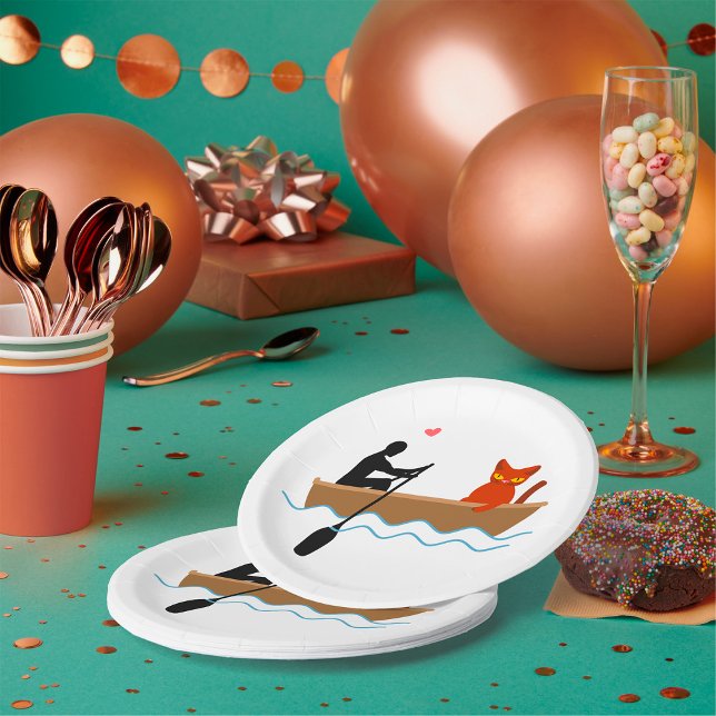 Prato De Papel Gato e Chuveiro no Barco Engraçado Pet Lover (Criador carregado)