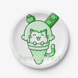 Prato De Papel Gato em Cone Verde Perfeito