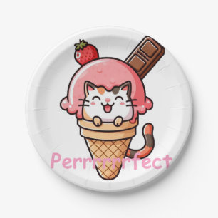 Prato De Papel Gato em Gelado de Gelo Perfeito