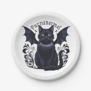 Prato De Papel Gato Gótico com Asas Bat