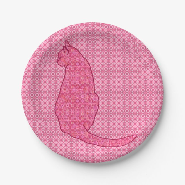 Prato De Papel Gato Japonês - Fúchsia Pink Batik (Frente)