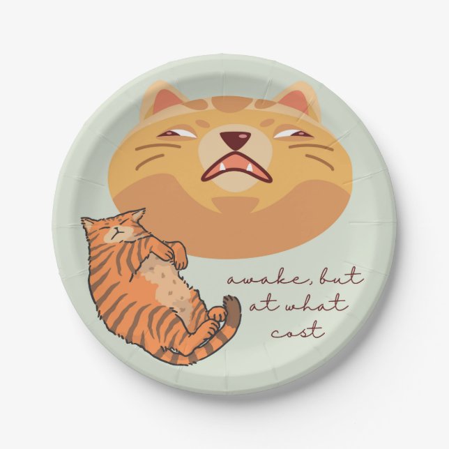 Prato De Papel Gato Laranja Cansado (Frente)