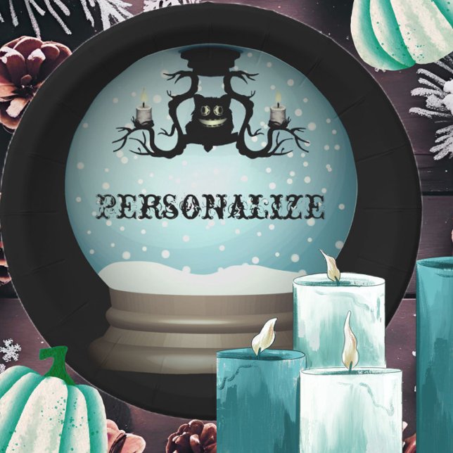 Prato De Papel Gato negro cai mais candelabro do outono (Criador carregado)