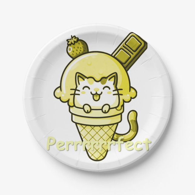 Prato De Papel Gato no amarelo perfeito de Cone (Frente)