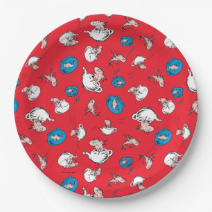 Prato De Papel Gato no Chapéu O Peixe Padrão Vermelho