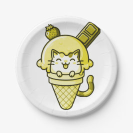 Prato De Papel Gato no Cone Amarelo 