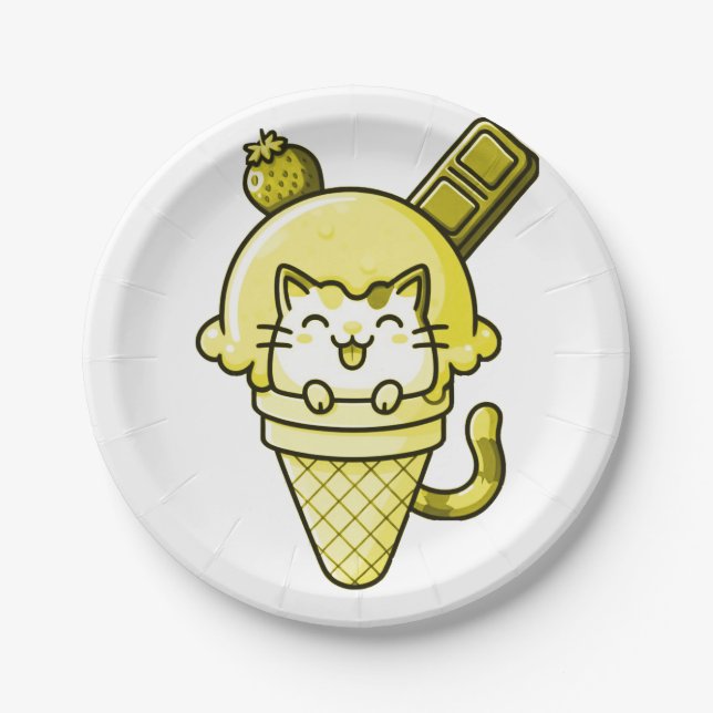 Prato De Papel Gato no Cone Amarelo  (Frente)