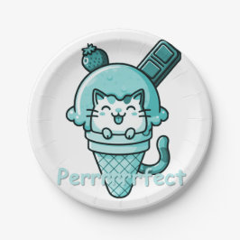 Prato De Papel Gato no Cone Perfect Teal