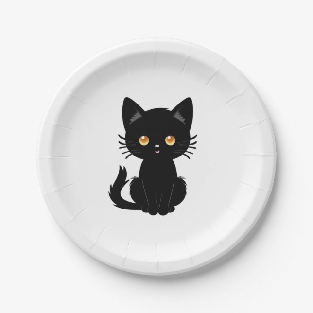 Prato De Papel Gato preto branco 2 (Frente)