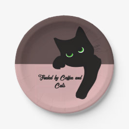 Prato De Papel Gato Preto Engraçado Espiando Personalizado Estéti