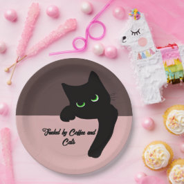 Prato De Papel Gato Preto Engraçado Espiando Personalizado Estéti