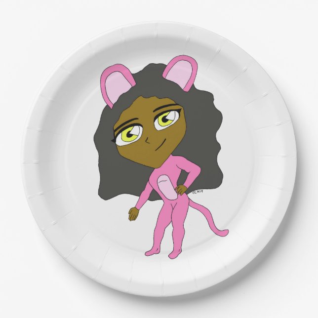 Prato De Papel gato rosa (Frente)