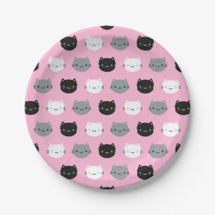 Prato De Papel Gatos bonitos & gatinhos de Kawaii (rosa)