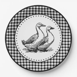 Prato De Papel Geese Gingham
