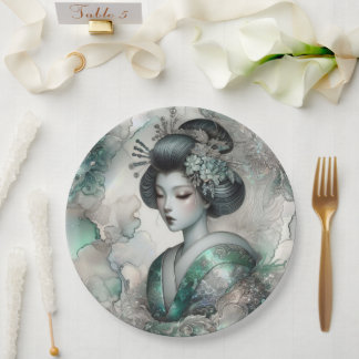 Prato De Papel Géisha em Série de Design Verde #2