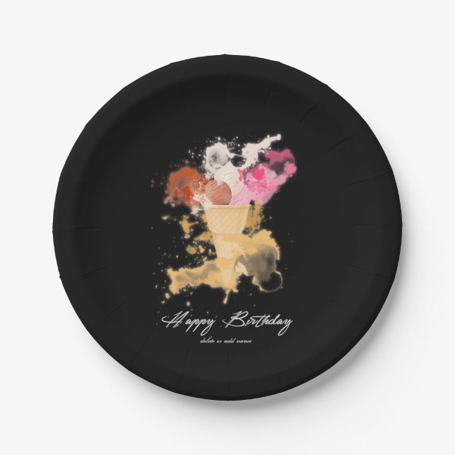 Prato De Papel Gelado de Noivado de Watercolor Splatter (Frente)