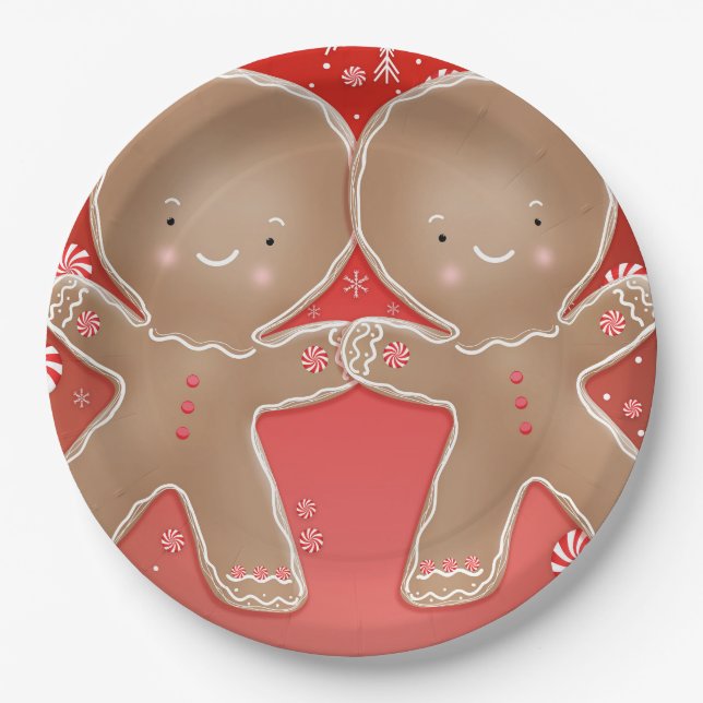Prato De Papel Gêmeos de Biscoito de Gengibre de Hortelã Pimenta  (Frente)