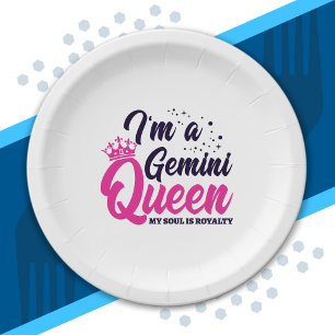 Prato De Papel Gemini Birthday Queen Astrology Zodiac Sinal Soul