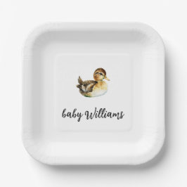 Prato De Papel Gender Neutral Duck Baby Shower Plate
