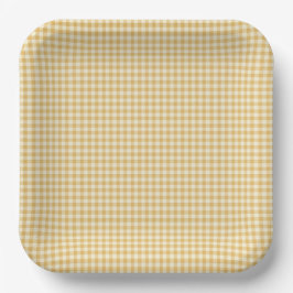 Prato De Papel Gender Neutral Yellow Gingham Paper Plate