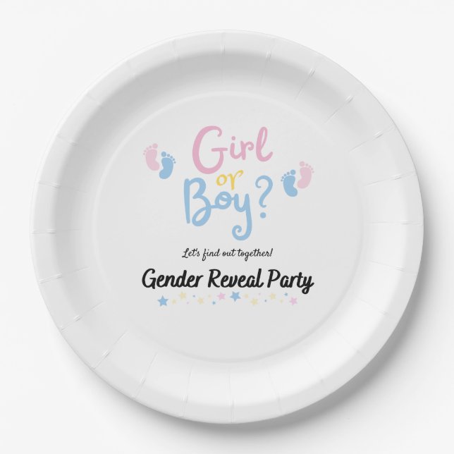 Prato De Papel Gender Reveal Boy or Girl? (Frente)