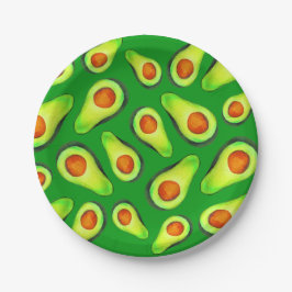 Prato De Papel Gente verde de fruta de saúde abacatada