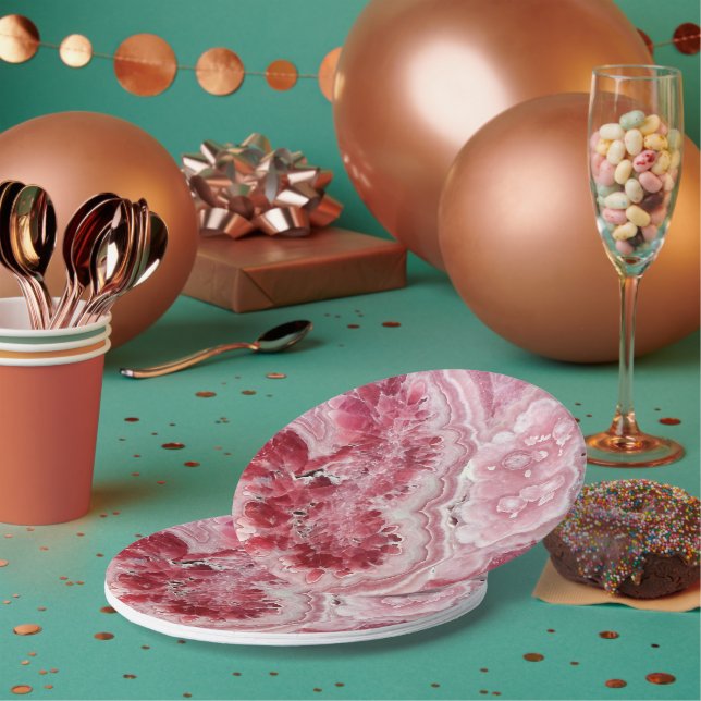 Prato De Papel Geodo Cristal Rosa (Múltiplo)