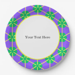Prato De Papel Geometric Starburst in Purple, Green and Yellow