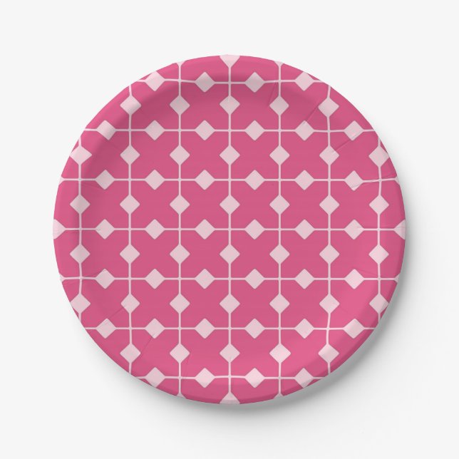 Prato De Papel Geométrico moderno, Ouros - Rosa de morango (Frente)
