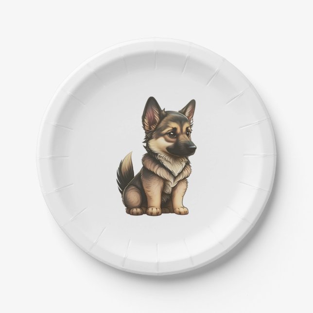 Prato De Papel German shepherd Chibi (Frente)