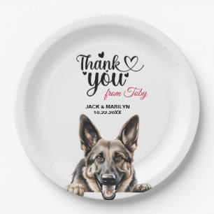 Prato De Papel German shepherd Wedding Obrigado