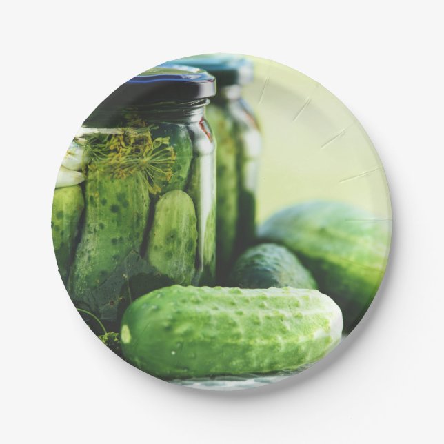 Prato De Papel Gherkins Comida Pickles Dill Cucumber Green (Frente)