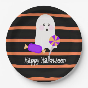 Prato De Papel Ghost Fantástico Stripes Laranja Laranja de Hallo