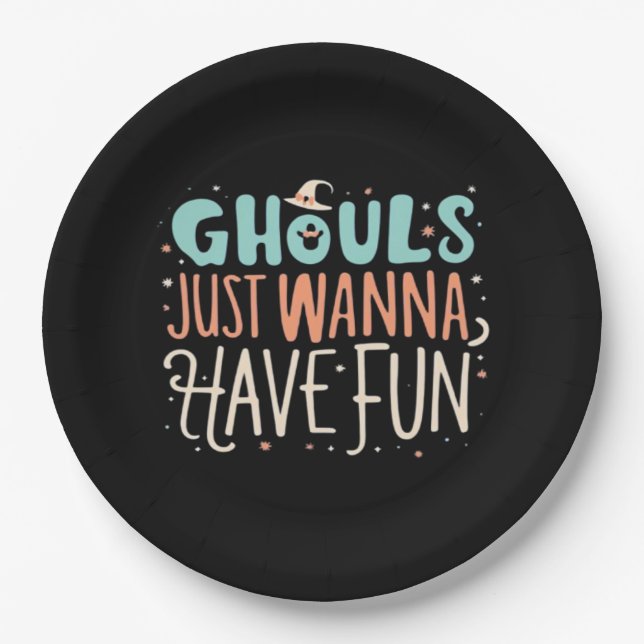 Prato De Papel Ghouls Só Quer Divertir-Se Com As Víblias (Frente)