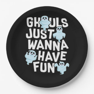 Prato De Papel Ghouls Só Quer Divertir-Se Com Engraçado E Design