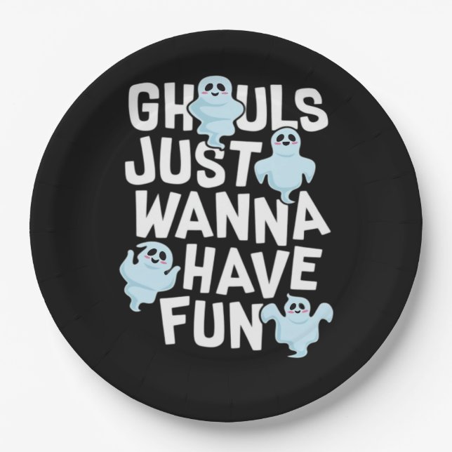 Prato De Papel Ghouls Só Quer Divertir-Se Com Engraçado E Design  (Frente)