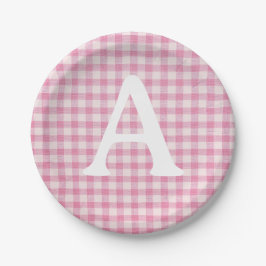 Prato De Papel Ginga Rosa Bebê Personalizada Inicial