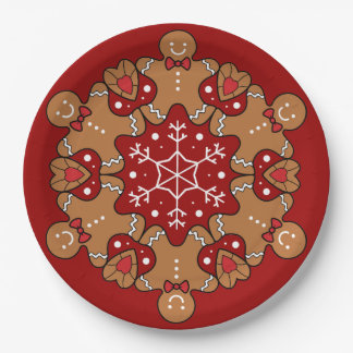 Prato De Papel Gingerbread Men E Snowflake Mandalas