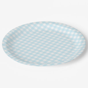Prato De Papel Gingham Azul 1
