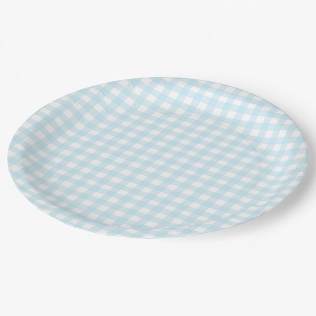 Prato De Papel Gingham Azul 1 (Inclinado)