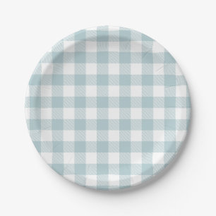 Prato De Papel Gingham Azul Para Placa De Papel De Coelho Da Pásc