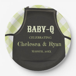Prato De Papel Gingham Bbq Baby shower 