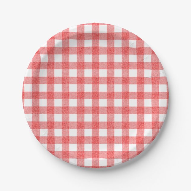 Prato De Papel Gingham de melancia simples (Frente)