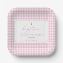 Gingham Girl Baptism Moderno Minimalista Design