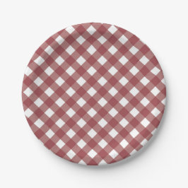 Prato De Papel Gingham Marrom