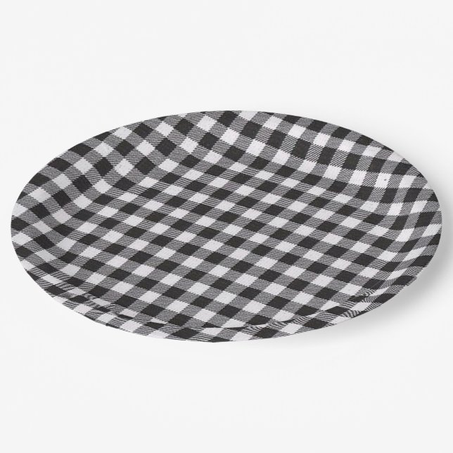 Prato De Papel Gingham Negro (Inclinado)