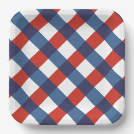 Prato de Papel Gingham Patriótico 2