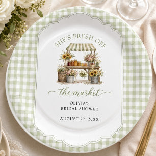 Prato De Papel Gingham Personalizado Ela Está Fresca No Mercado