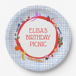 Prato De Papel Gingham Picnic Modern Cute CUSTOM BIRTHDAY PARTY
